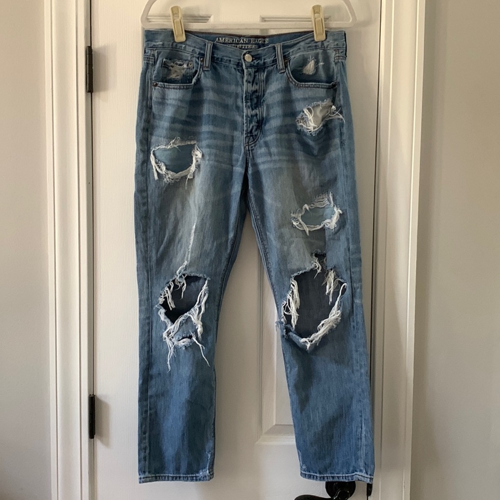 American Eagle Vintage Hi-Rise Distressed Jeans, Size 12